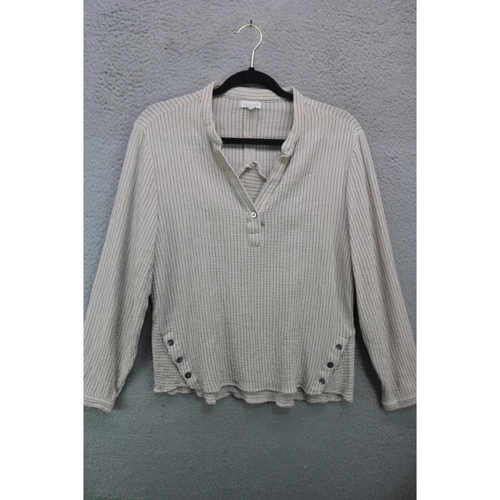 Garnet Hill Long Sleeve Striped 100% Organic Cotton Tunic-Sz 14-Breathable